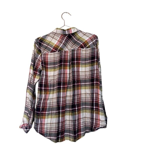 Christopher & Banks button up Plaid Multi Color blouse top size medium - Picture 3 of 7